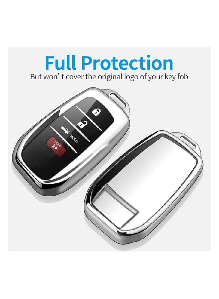 Generic Special Soft TPU Key Case Protector Compatible with Toyota Key Fob - Fits 2019-2022 Land Cruiser, Venza, RAV4 Prime, Hilux, Fortuner, Tundra, Corolla Cross - Silver - Image 3