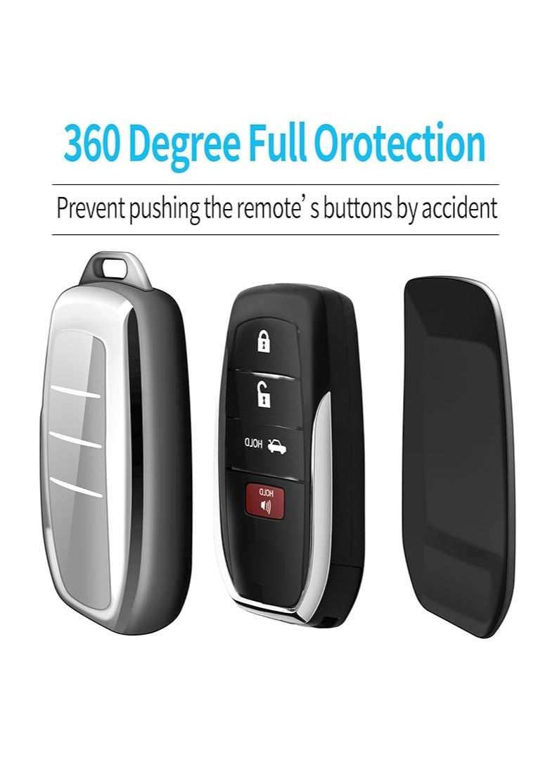 Generic Special Soft TPU Key Case Protector Compatible with Toyota Key Fob - Fits 2019-2022 Land Cruiser, Venza, RAV4 Prime, Hilux, Fortuner, Tundra, Corolla Cross - Silver - Image 4