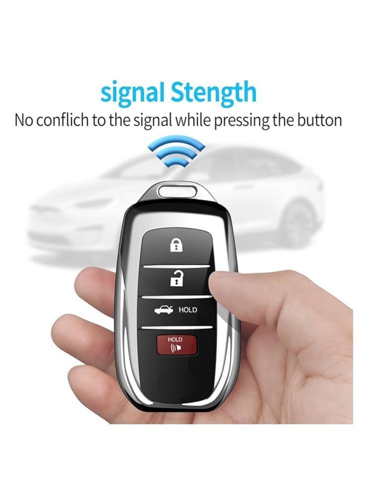 Generic Special Soft TPU Key Case Protector Compatible with Toyota Key Fob - Fits 2019-2022 Land Cruiser, Venza, RAV4 Prime, Hilux, Fortuner, Tundra, Corolla Cross - Silver - Image 5