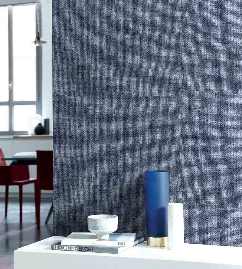 lenify Grasscloth Peel and Stick Wallpaper Denim Blue Contact Paper 15.7inch x 118.1inch Textured Faux Linen Wallpaper Vintage Grasscloth Self Adhesive Removable Wall Paper for Cabinets Decor Vinyl - Image 4