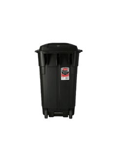 Rubbermaid Durable Plastic Big Trash Can with Wheels and Hinged Lid Black 34 gal FG28980BLA  - Image 5