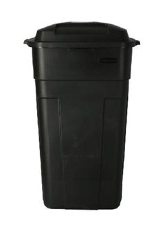 Rubbermaid Durable Plastic Big Trash Can with Wheels and Hinged Lid Black 34 gal FG28980BLA  - Image 1