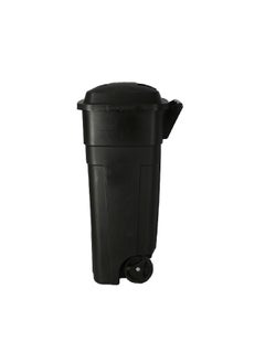 Rubbermaid Durable Plastic Big Trash Can with Wheels and Hinged Lid Black 34 gal FG28980BLA  - Image 3