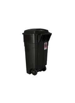 Rubbermaid Durable Plastic Big Trash Can with Wheels and Hinged Lid Black 34 gal FG28980BLA  - Image 4