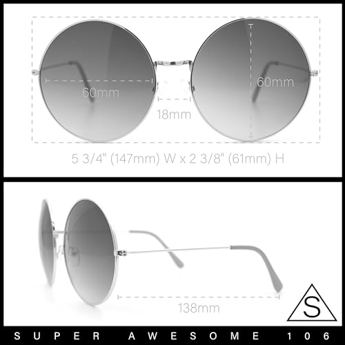 SA106 Classic Oversize Joplin Style Hippie Round Circle Lens Sunglasses Gold Red Yellow - Image 4