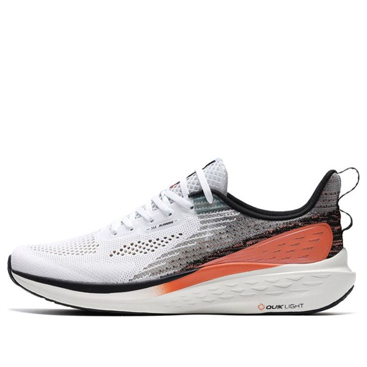 361 Degrees QU!K Light Breathable Running Shoes 'White Black Orange' - Image 1