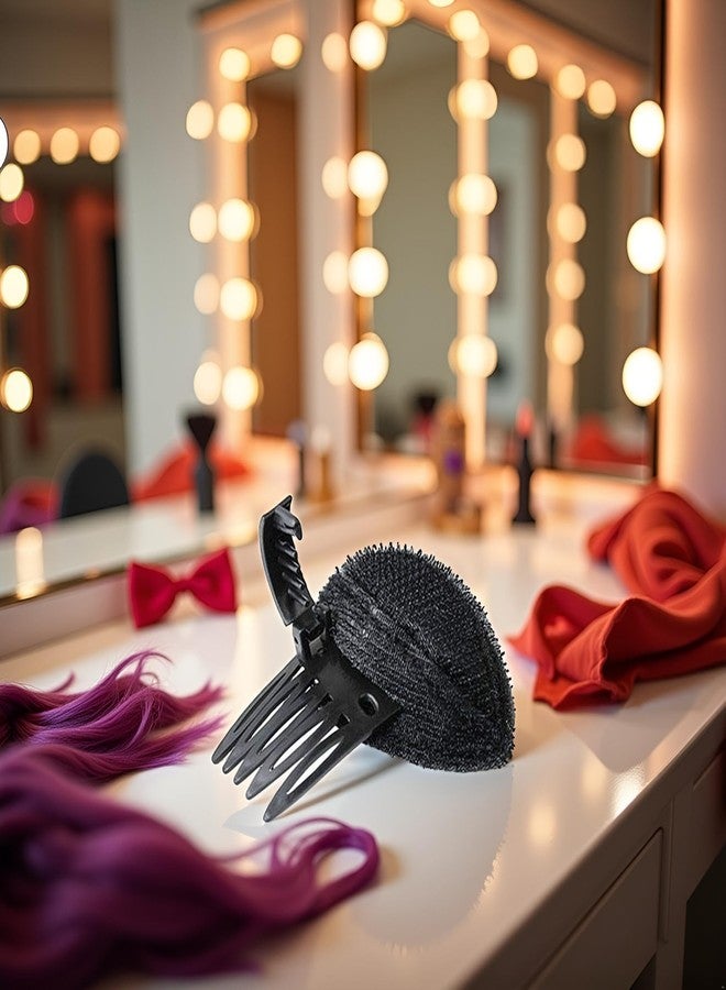 Labriciyon 1Pc Black Fluffy Hair Pad Sponge Clip Bun Comb Bump It Up Hairstyling Tool for Women and Girls - DIY Beauty and Personal Care Clips and Barrettes - Image 2