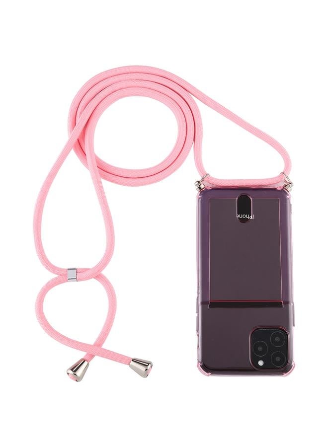 زبون جراب لهاتف iPhone 11 Pro Max جراب واقٍ شفاف من مادة TPU مع حبل وفتحة للبطاقة - Image 2