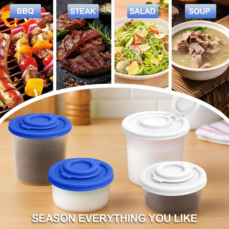CEILUPY 4 PCS Salt and Pepper Shakers Set, 2 Medium (3oz) & 2 Mini (1.36oz) Plastic Shakers with Lids, Leak Proof Seasoning Dispensers for Kitchen, Dining, Travel, and Camping (Deep Blue+White) - Image 5