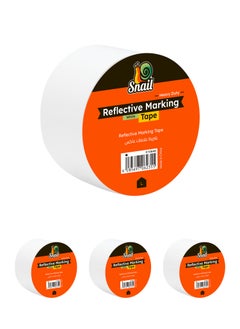 Snail Heavy Duty Reflective Marking Tape Set of 4 -4.8cmx16.5m White- High Visibility Strong Adhesion Flexible Utility Tape for Indoor Outdoor Plumbing Sealing Patching, DIY Professional Use