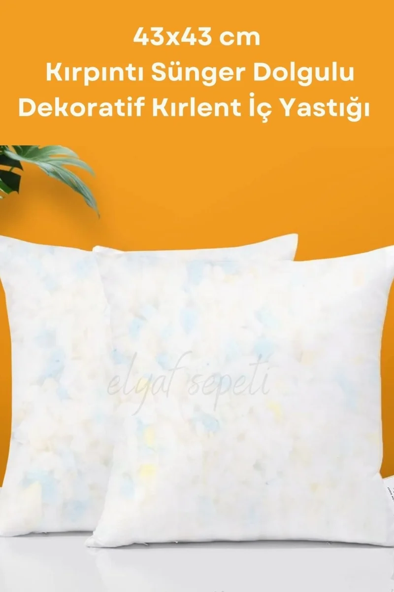 Elyaf Sepeti Fiber Basket Square Throw Pillow Inner Pillow 2 Pieces Ultra Plump Scraps Sponge Filled Throw Pillow 43X43