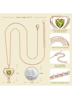 Zifeel Infinity Heart Pendant 925 Sterling Silver, Rose Gold Birthstone Necklace  - Image 5