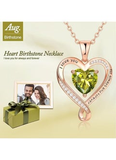 Zifeel Infinity Heart Pendant 925 Sterling Silver, Rose Gold Birthstone Necklace  - Image 4