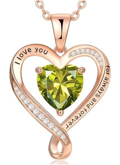 Zifeel Infinity Heart Pendant 925 Sterling Silver, Rose Gold Birthstone Necklace  - Image 1