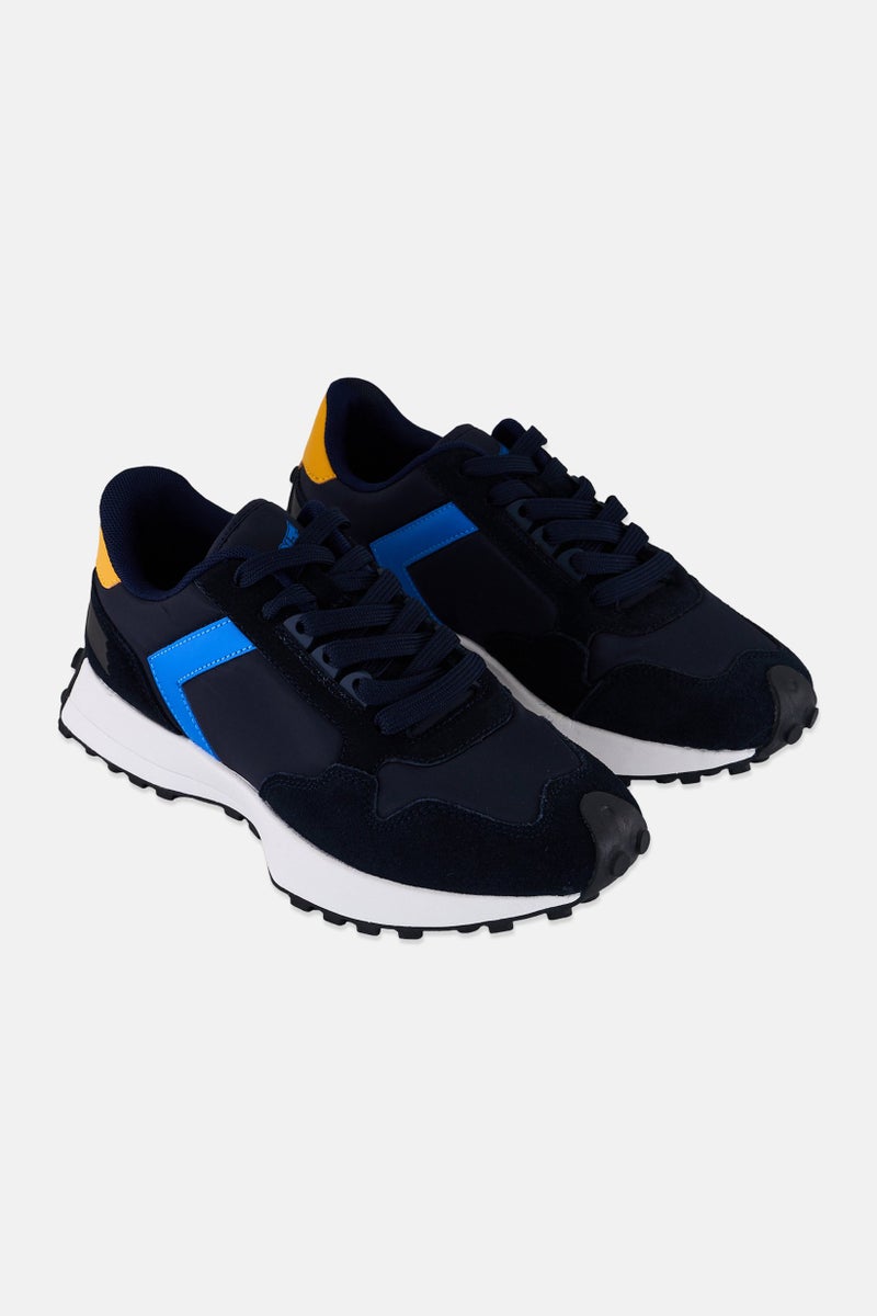 TapouT Men Brand Logo Lace Up Outdoors Shoes, Navy - Image 1