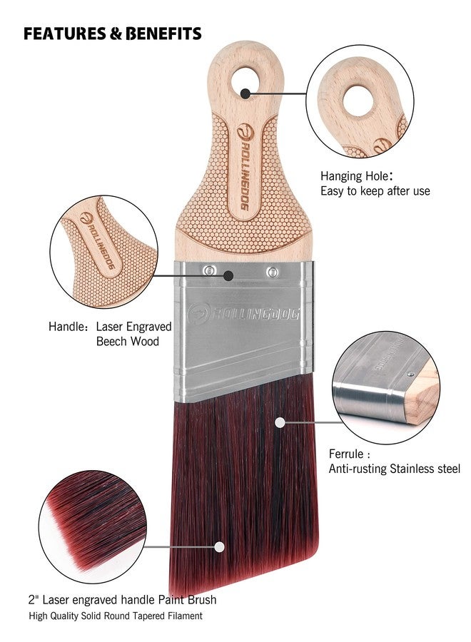 ROLLINGDOG 2 Inch Angled Paint Brush for Painting Walls, Furniture, Cutting in, Trim, Detail Painting - Image 4