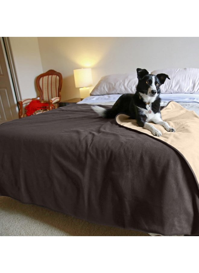 Catalonia Catalonia Waterproof Fleece Blanket for Couch, Reversible Baby Pet Doggy Pee Proof, Bed Sofa Cover Furniture Boat Mattress Protector, Large (Brown+Taupe, 60x80 inch)  - Image 4