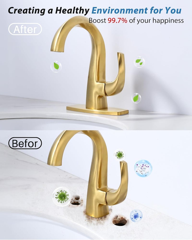 IVIGA 6" Sink Faucet Hole Cover: Deck Plate for Bathroom Vanity Sink - Faucet Brushed Gold Escutcheon Plate Stainless Steel Outside Faucet Cover Cap Rectangle Mixer Tap - Image 3