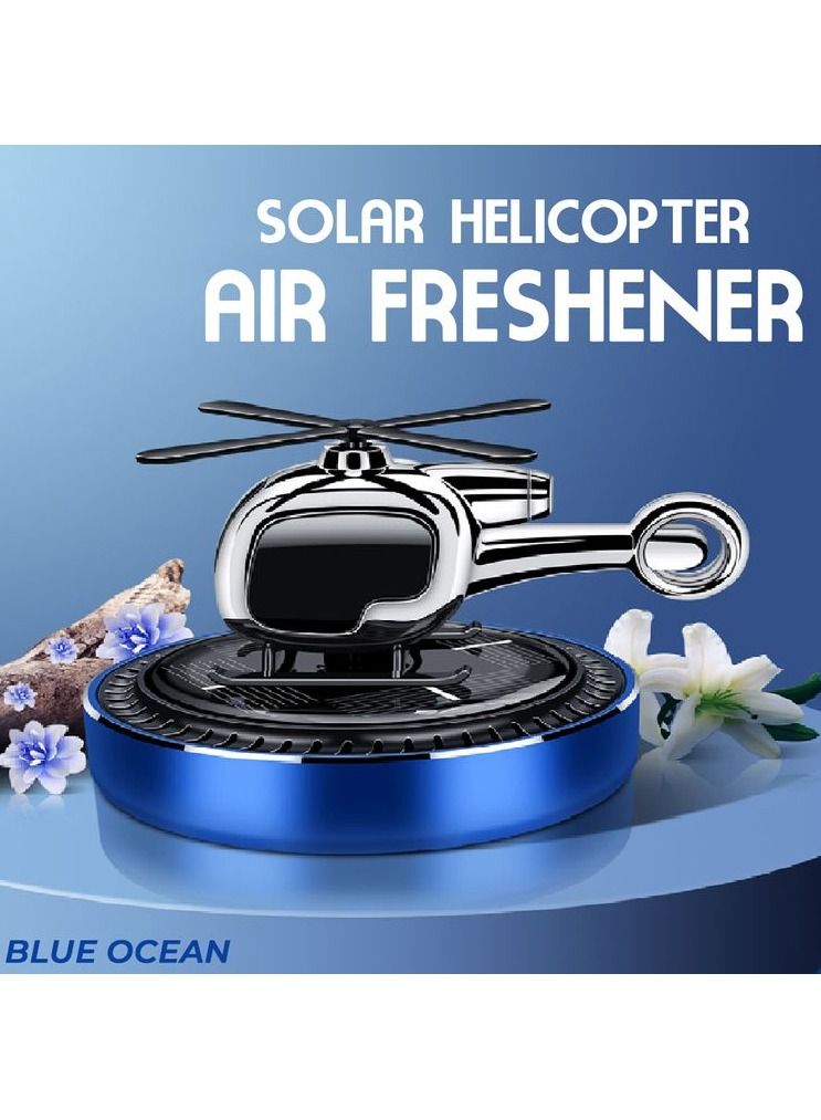 BLUE OCEAN Solar Helicopter Car Air Freshener, Dashboard Rotating Fragrance Diffuser with Blue Ocean Scent, Solar Powered No Charging Needed, Day & Night Dual Mode, Long-Lasting Car Interior Freshener - Image 1