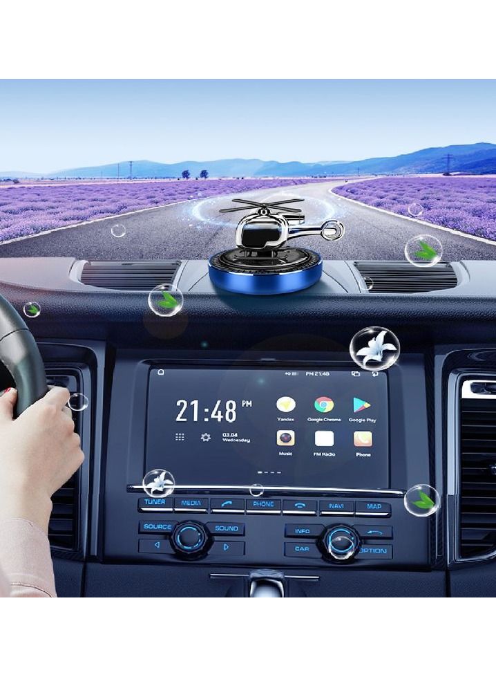 BLUE OCEAN Solar Helicopter Car Air Freshener, Dashboard Rotating Fragrance Diffuser with Blue Ocean Scent, Solar Powered No Charging Needed, Day & Night Dual Mode, Long-Lasting Car Interior Freshener - Image 2