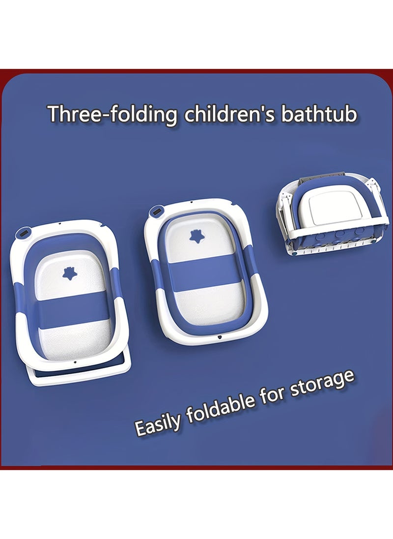 ONETO - Foldable Baby Bath Tub With Thermometer Bath Cushion Pillow Portable Safe Collapsible Bathtub For Newborn Infant Toddler Children With Temperature Sensing Multifunction Children Shower Basin - Image 1