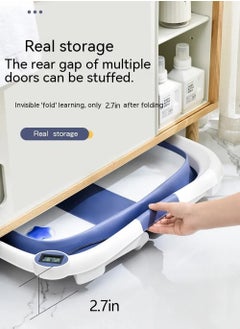 ONETO Foldable Baby Bath Tub With Thermometer Bath Cushion Pillow Portable Safe Collapsible Bathtub For Newborn Infant Toddler Children With Temperature Sensing Multifunction Children Shower Basin  - Image 3