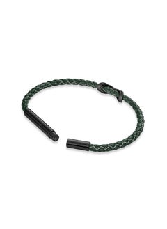 CERRUTI 1881 Franco Black and Green Leather Bracelet  - Image 3