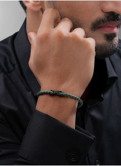 CERRUTI 1881 Franco Black and Green Leather Bracelet  - Image 4