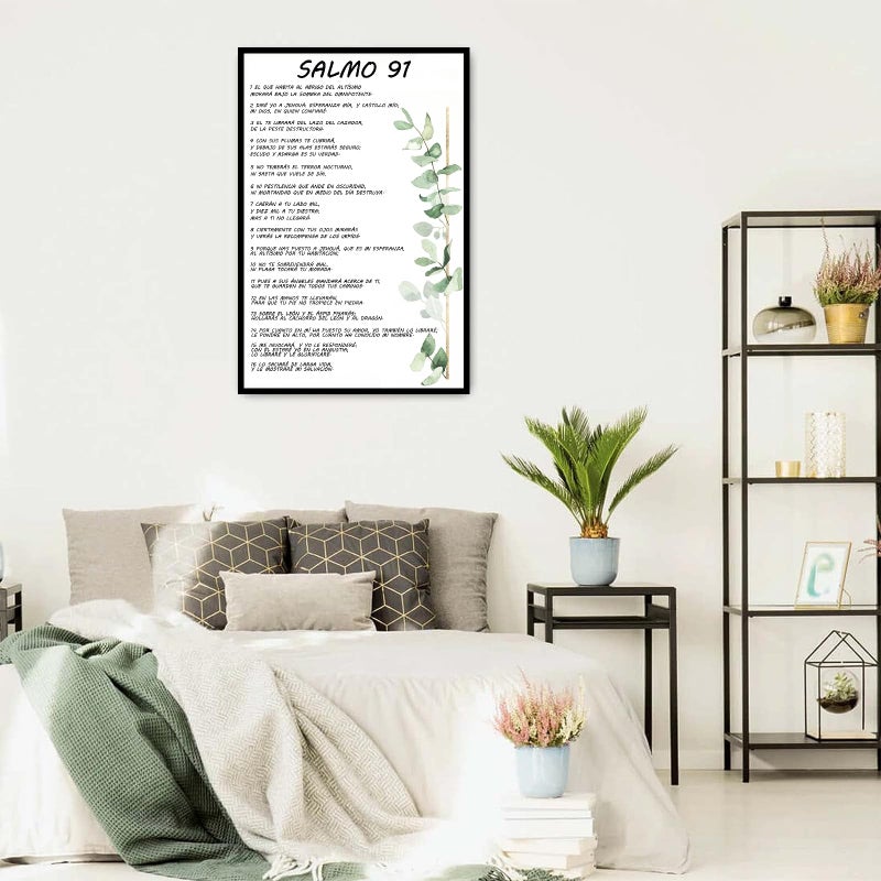 Bmotaso Salmo 91 En EspaÃ±ol Para Pared Bible Verse Wall Art Scripture Framed Biblical Psalm 91 Canvas Painting Christian Prayer Room Office Living Room Decor Gifts Ready to Hang 8 * 12 Inch - Image 4