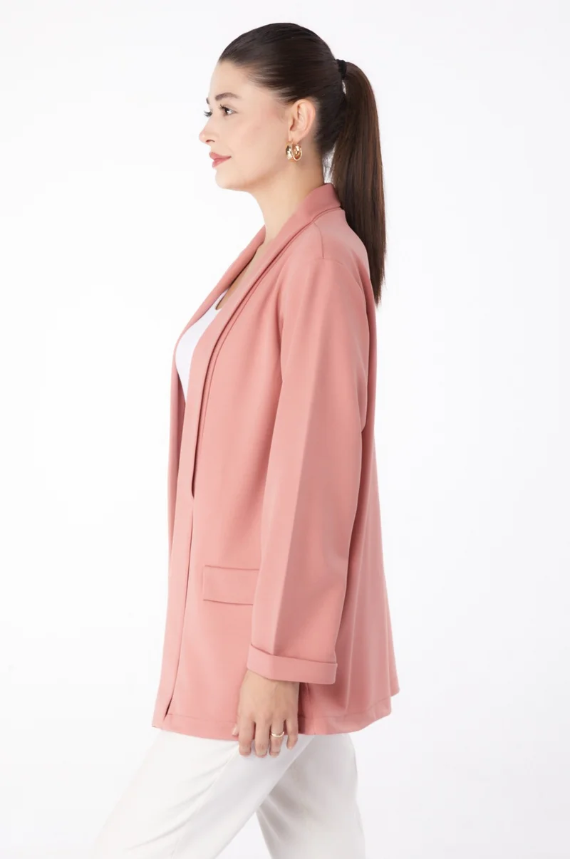 Tofisa Plain Medium Women's Pink Pocket Detailed Jacket - 13261