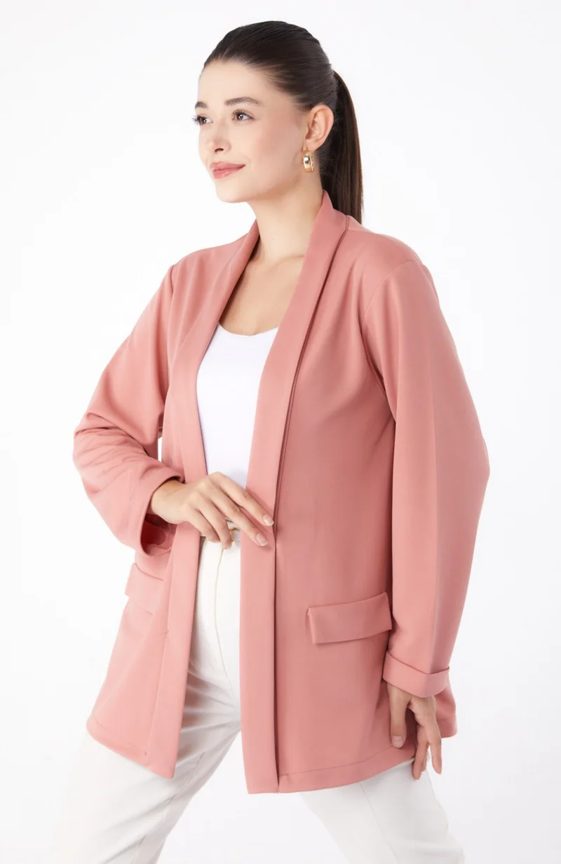 Tofisa Plain Medium Women's Pink Pocket Detailed Jacket - 13261