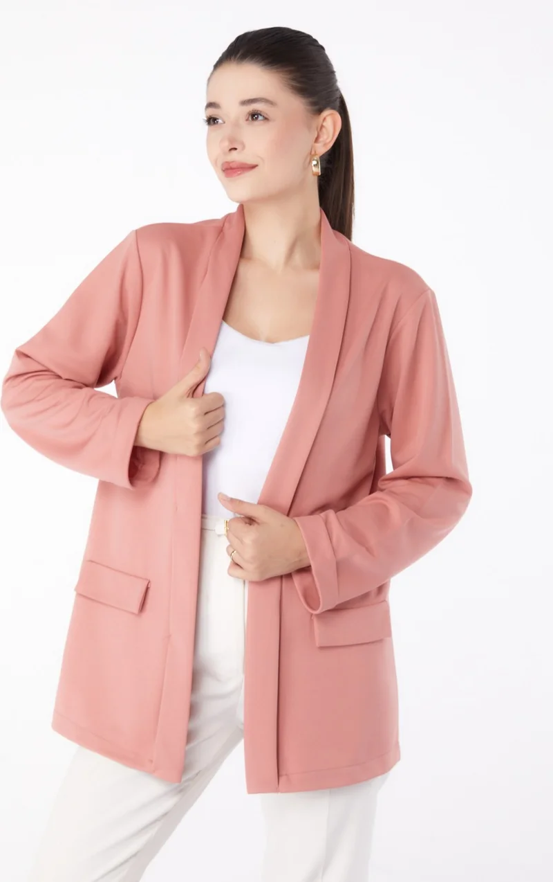 Tofisa Plain Medium Women's Pink Pocket Detailed Jacket - 13261
