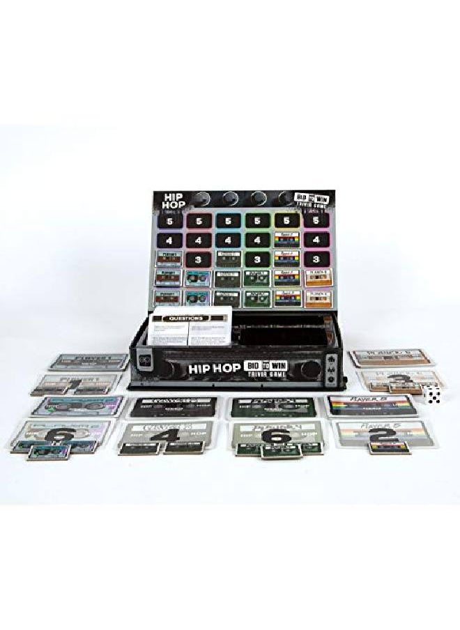 USAopoly - Hip Hop Bid To Win Trivia Game ; Music Board Game Featuring 600 Questions With A Hip Hop Trivia Theme ; Custom Game Box Converts From Boom Box Into Gameboard ; Collectible Board Game - Image 1