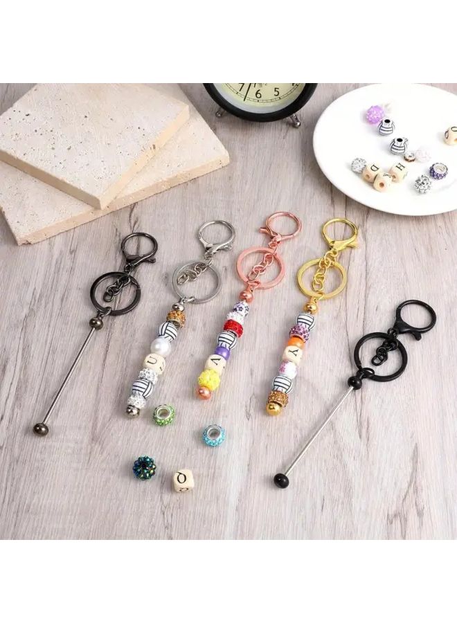 8 قطع من سلاسل المفاتيح المعدنية الخرزية فارغة – عدة هدايا DIY للتزيين - Image 2