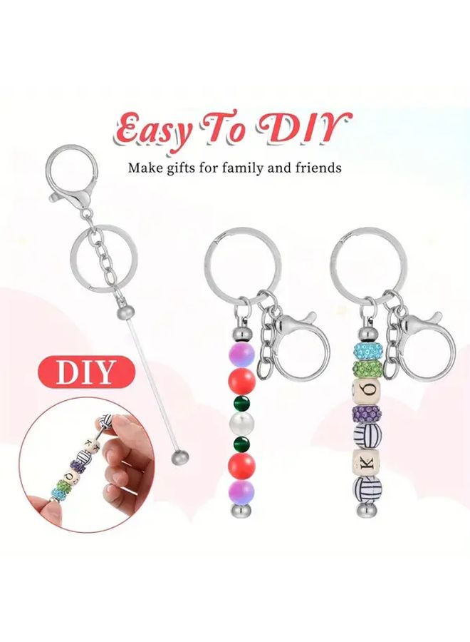 8 قطع من سلاسل المفاتيح المعدنية الخرزية فارغة – عدة هدايا DIY للتزيين - Image 5