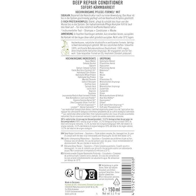 DEEP REPAIR CONDITIONER - 150 ML - WITH SQUALANE & TRIPLE PROTEIN COMPLEX - FOR DRY & DAMAGED HAIR - SILICONE-FREE & VEGAN - DERMATOLOGICALLY TESTED - Image 2