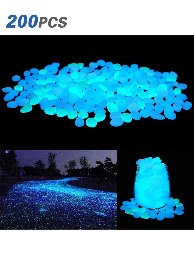Generic Glow in The Dark Garden Pebbles Stones Rocks for Yard and Walkways Decor, DIY Decorative Luminous Stones in Blue (200 PCS)  - Image 1