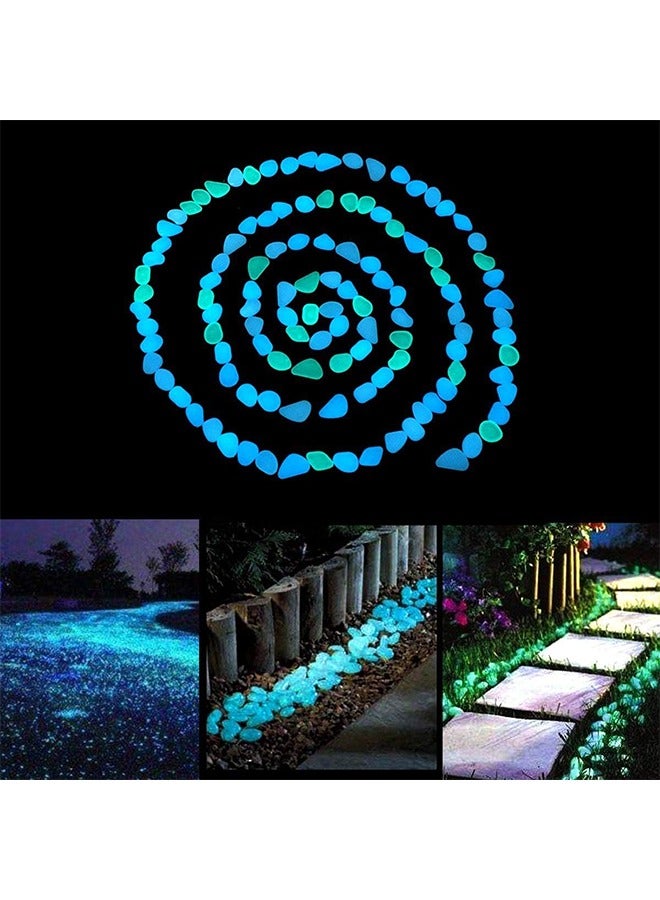 Generic Glow in The Dark Garden Pebbles Stones Rocks for Yard and Walkways Decor, DIY Decorative Luminous Stones in Blue (200 PCS)  - Image 3