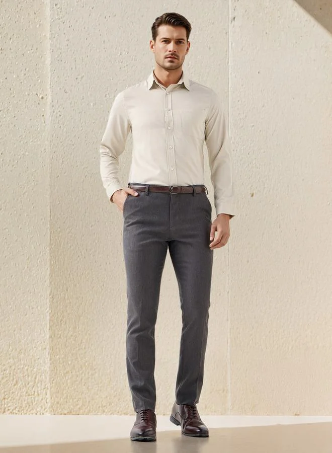 Splash FAV Men Regular Fit Button-Down Collar Long Sleeves Twill Shirt with Pocket