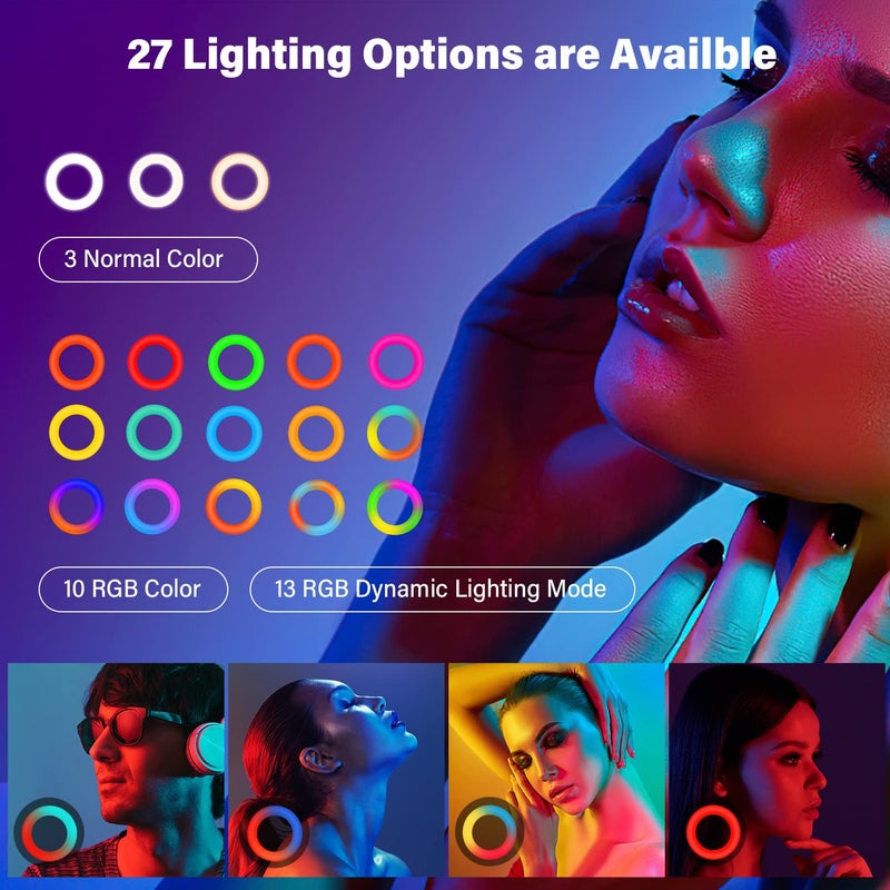 Yesker Ring Light with Tripod Stand and Phone Holder 18 Inch RGB Ringlight 25 RGB Modes Bi-Color Adjustable 2700â€“7000K LED Selfie Halo Light Kit for Live Stream Photography Zoom Makeup Youtobe Tiktok - Image 3