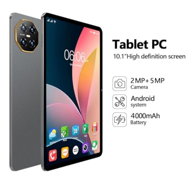 تابلت اندرويد 10.1 انش ثنائي شرائح الاتصال بذاكرة RAM 6GB وذاكرة روم 128GB وشاشة لمس IPS HD 1280×800 وبطارية 4000mAh وبلوتوث وكاميرا مزدوجة وجي ام اس وواي فاي من سي جي واي كيو رمادي - Image 4