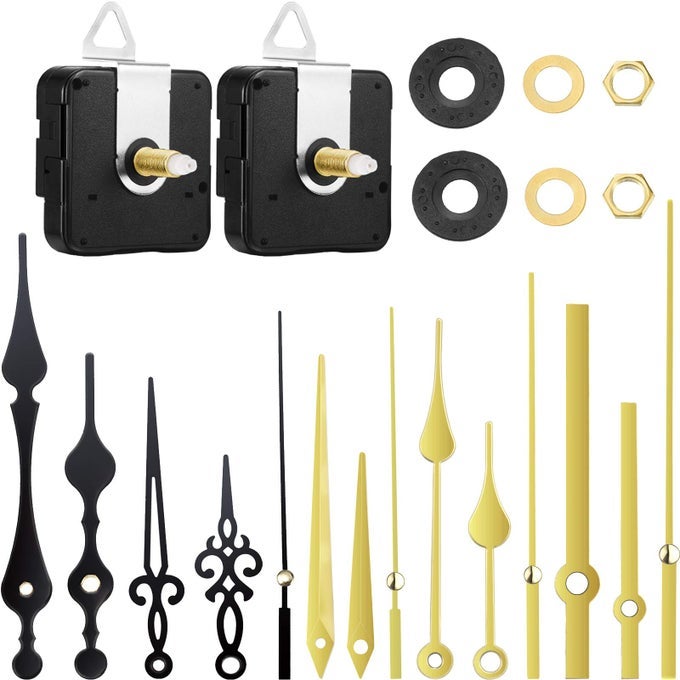 2 PIECES HIGH TORQUE LONG SHAFT CLOCK MOVEMENT MECHANISM WITH 5 DIFFERENT PAIRS OF HANDS CLOCK REPAIR PARTS REPLACEMENT