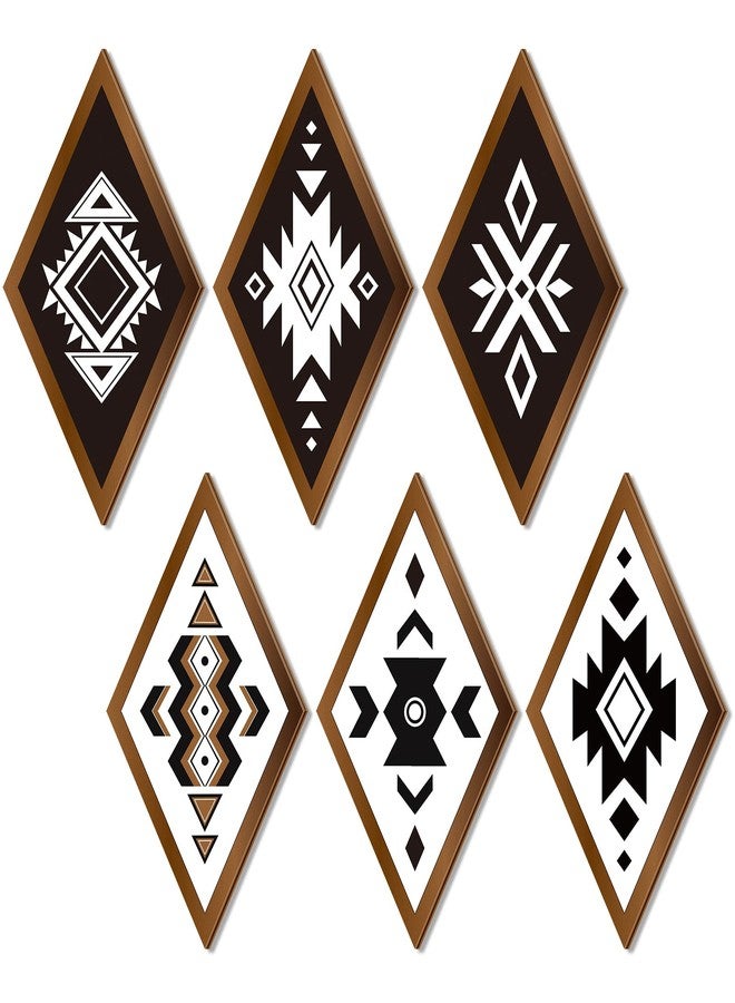 فيرايكل مجموعة فيرايكل المكونة من 6 قطع من ديكورات الحائط الأزتيكية، فن جداري جنوب غربي، لوحة معلقة لغرفة النوم الريفية، بوهو نافاجو، قبلي حديث، هندسي، عتيق، ديكور منزلي لغرفة النوم وغرفة المعيشة والحمام (لون أنيق) - Image 1