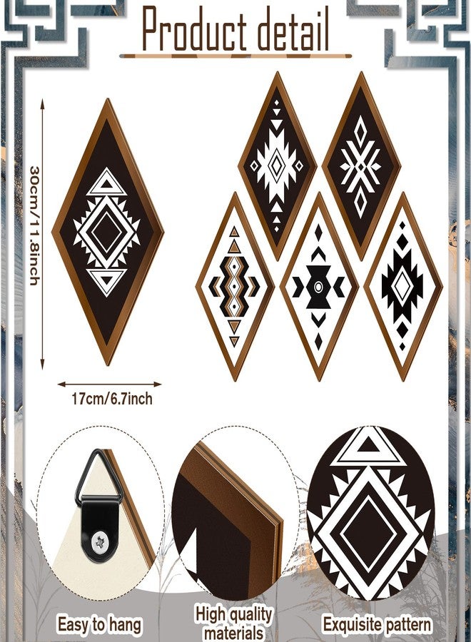 فيرايكل مجموعة فيرايكل المكونة من 6 قطع من ديكورات الحائط الأزتيكية، فن جداري جنوب غربي، لوحة معلقة لغرفة النوم الريفية، بوهو نافاجو، قبلي حديث، هندسي، عتيق، ديكور منزلي لغرفة النوم وغرفة المعيشة والحمام (لون أنيق) - Image 2