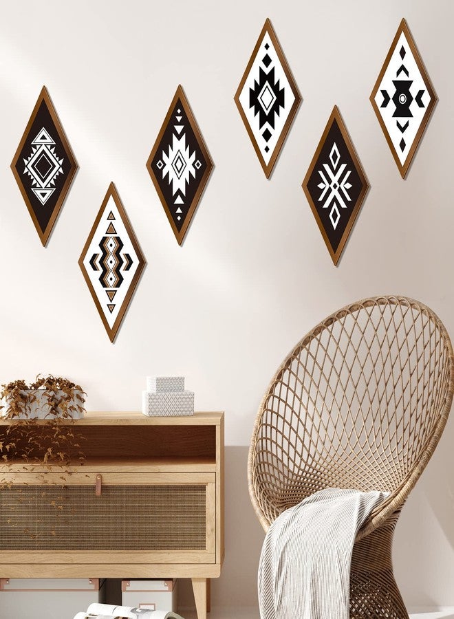 فيرايكل مجموعة فيرايكل المكونة من 6 قطع من ديكورات الحائط الأزتيكية، فن جداري جنوب غربي، لوحة معلقة لغرفة النوم الريفية، بوهو نافاجو، قبلي حديث، هندسي، عتيق، ديكور منزلي لغرفة النوم وغرفة المعيشة والحمام (لون أنيق) - Image 5