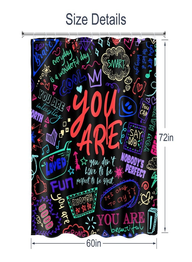 AMBZEK Kids Colorful Quotes Shower Curtain,Teens Funny Neon Positive You are Motivational Inspirational Versers Cloth Fabric Polyester Bathroom Curtains Decor Set with 12 Pack Hooks 60Wx72L Inch - Image 5