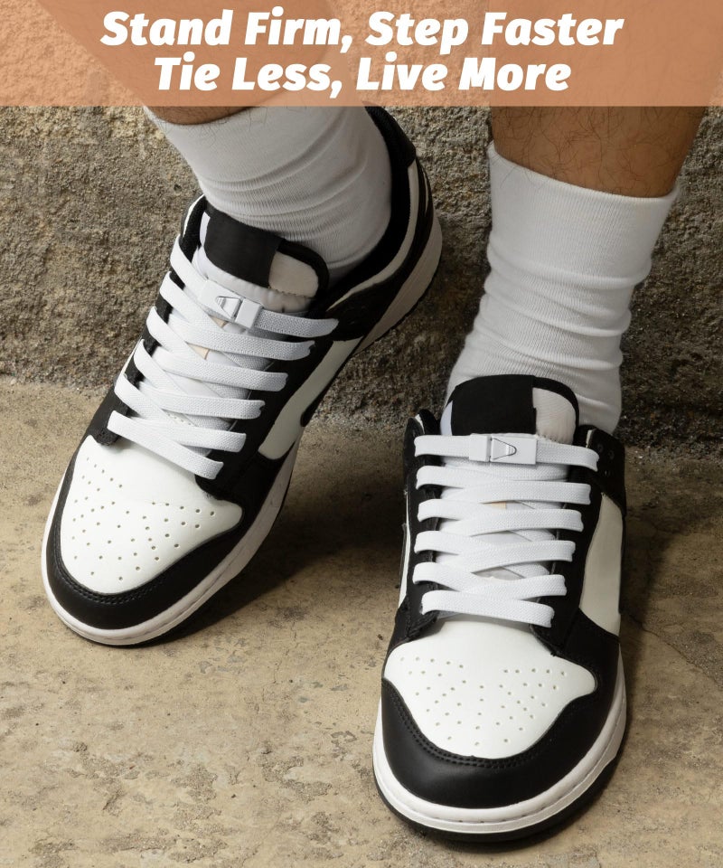 Stepace 2 Pairs Elastic Shoe Laces for Sneakers No Tie Shoelaces for Adults and Kids 5/16" Wide Stretch Tieless Shoestrings for Running Shoes One Size Fit All White 120 - Image 3