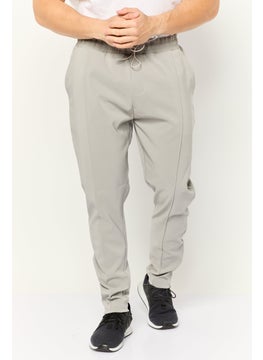 Threadbare Men Regular Fit Plain Drawstring Jogger Pants, Light Grey  - Image 1