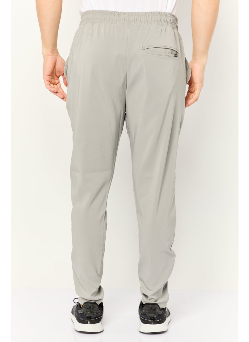 Threadbare Men Regular Fit Plain Drawstring Jogger Pants, Light Grey  - Image 4