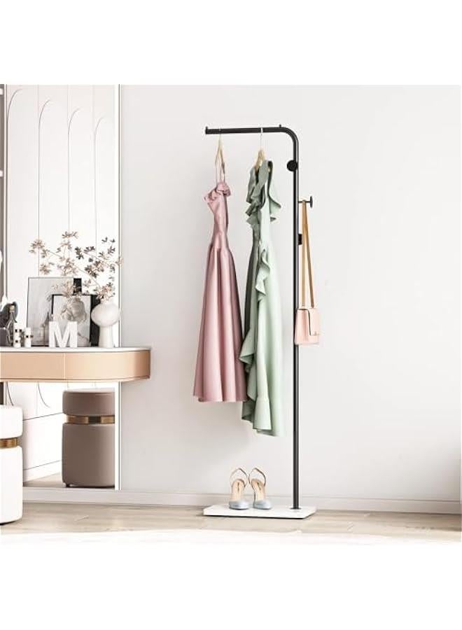MIXDE Metal Coat Rack Freestanding, Coat Stand With 3 Hooks,Gold Clothing Rack with Natural Marble Base, Modern Clothes Rack for Entryway, Living Room,Bedroom, Office, Gold&White (Gold&White) - Image 2